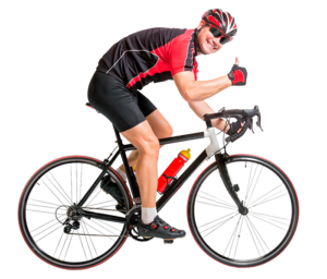 Man on bicycle not waiting on Internet