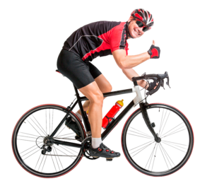 Man on bicycle, not waiting on Internet