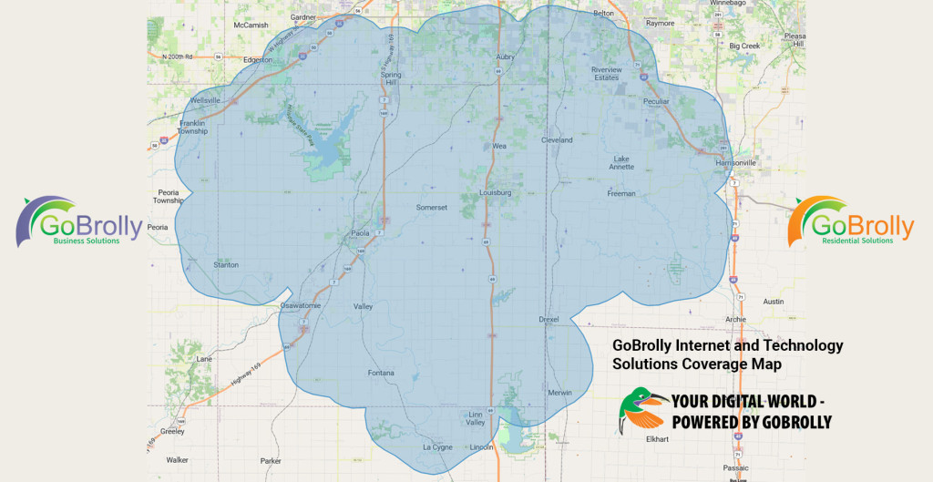 GoBrolly Map of Internet and Technology Service Area